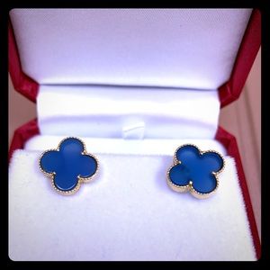 14k gold blue earring